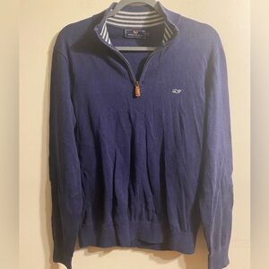 Mens Navy Blue Vineyard Vines 1/4 Zip 100%‎ Cotton Pullover Size Small